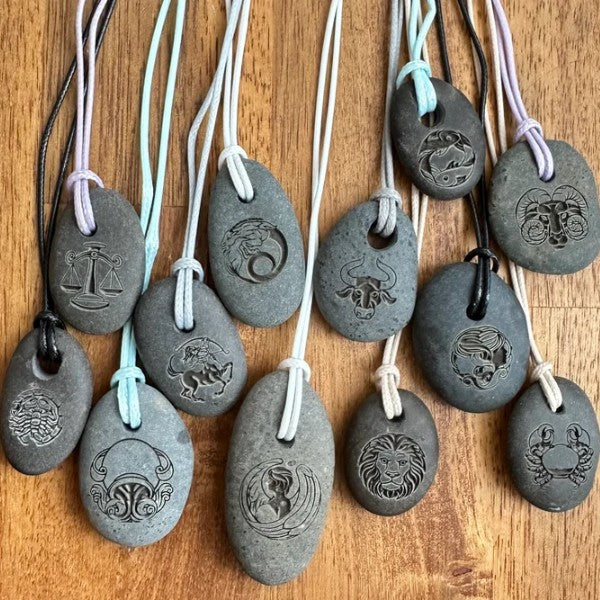 Engraved Zodiac Stone Pendant