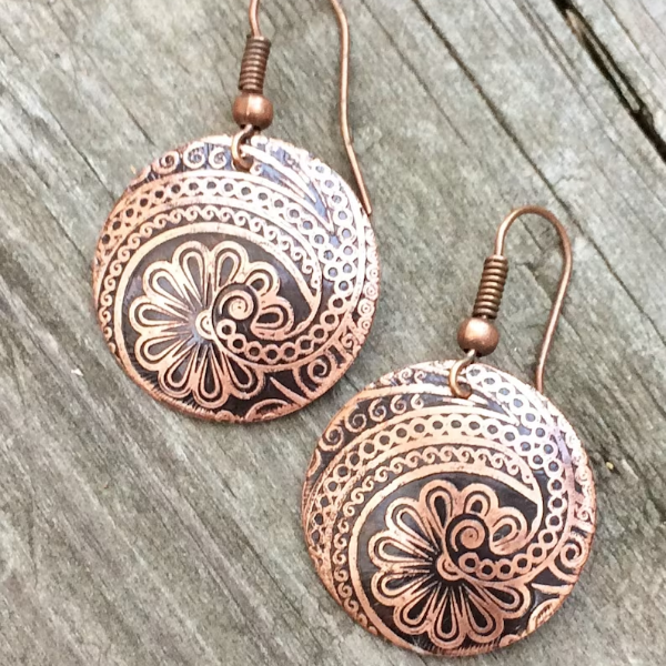 Laser Etched Copper Earrings