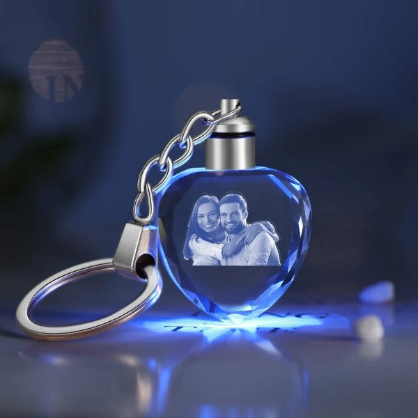 Laser Etched Crystal Keychain With Light